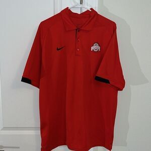 Nike Dri Fit Ohio State Buckeyes Sunday Red Mens Golf Polo Shirt L Brutus 🏌️‍♂️
